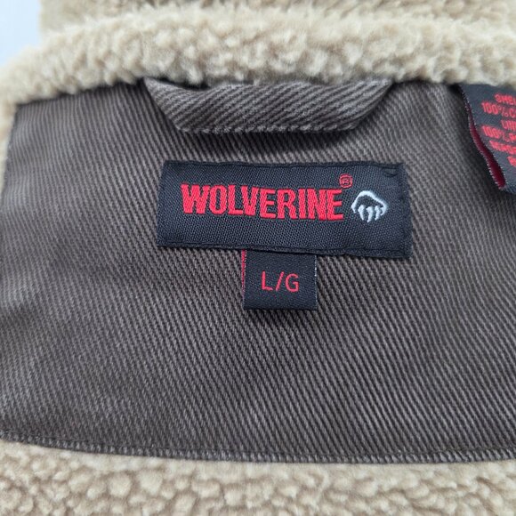 Wolverine Mens Canvas Vest Sherpa Lined Faded Brown Full Zip Size Large - Picture 8 of 10